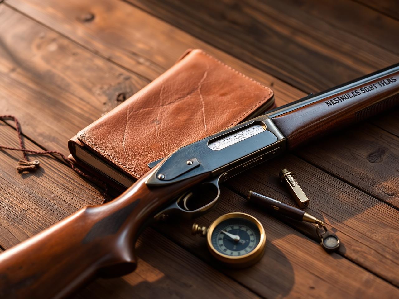 Vintage rifle and journal